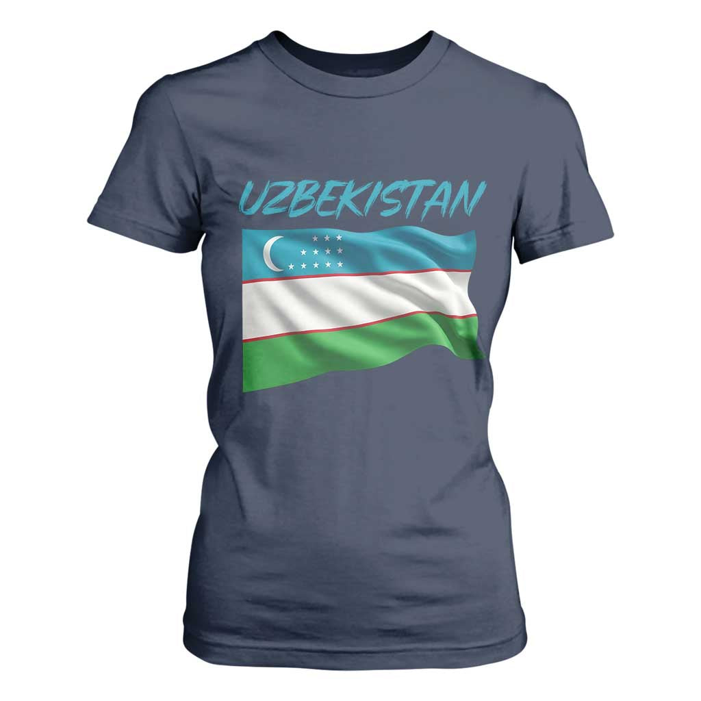 Vintage Uzbekistan Flag T Shirt For Women Proud Uzbek Roots Gift