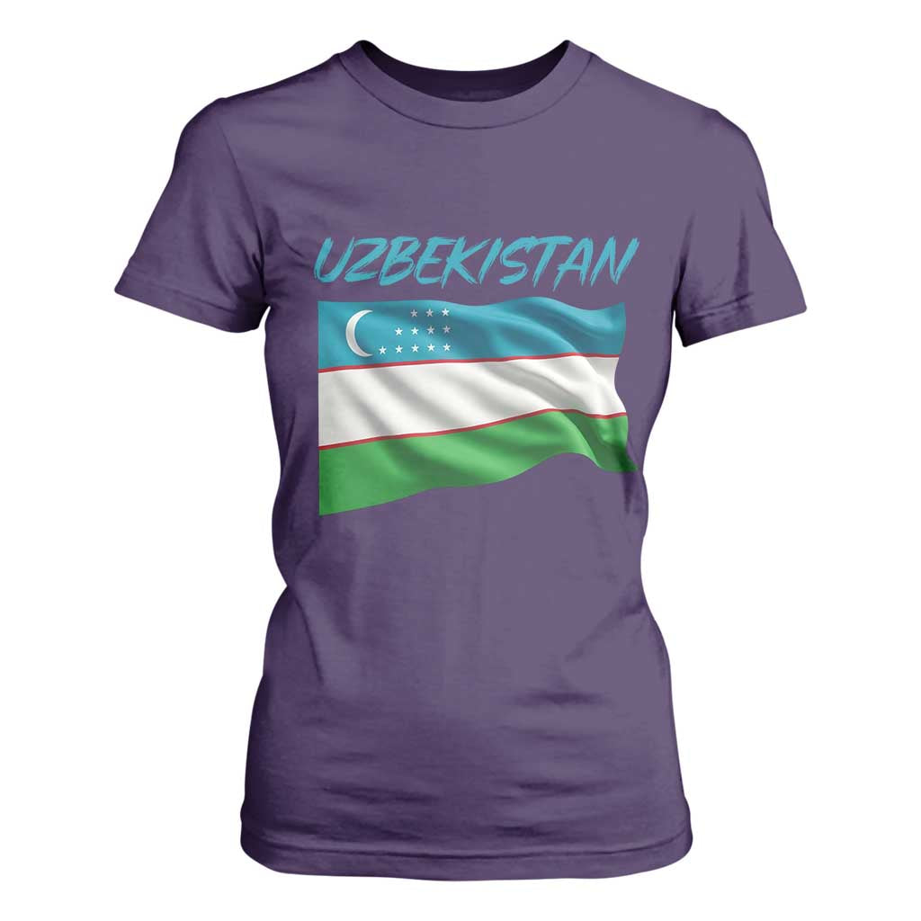 Vintage Uzbekistan Flag T Shirt For Women Proud Uzbek Roots Gift