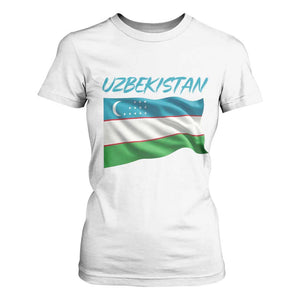 Vintage Uzbekistan Flag T Shirt For Women Proud Uzbek Roots Gift