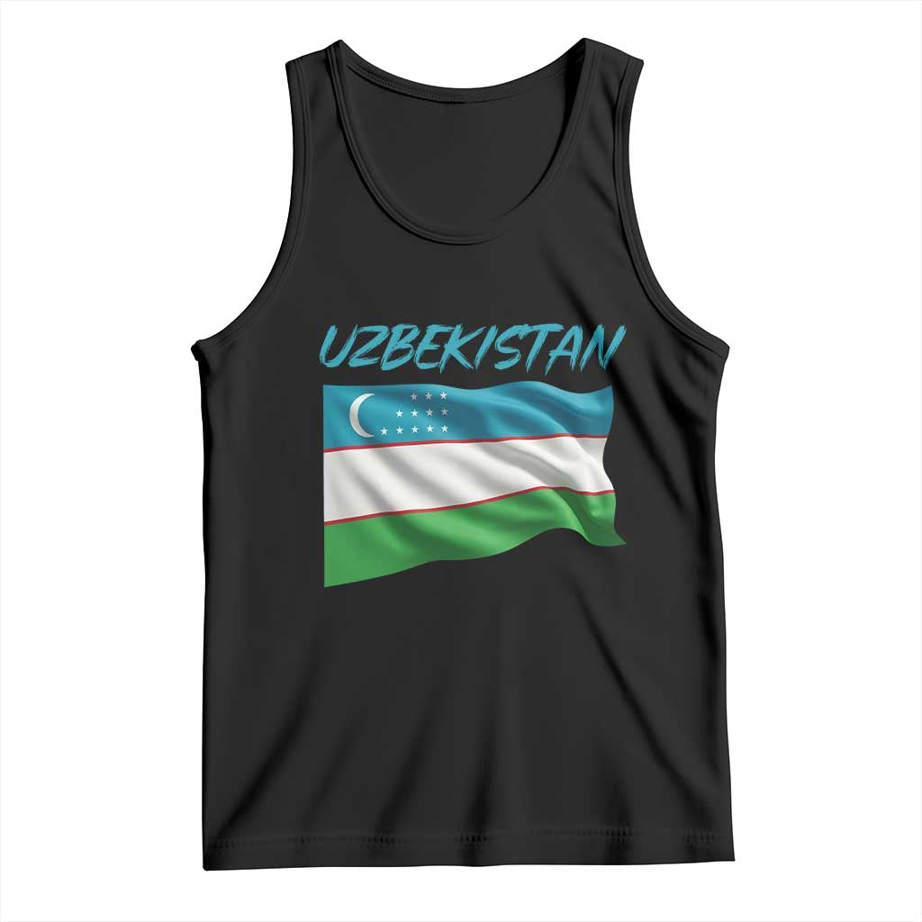 Vintage Uzbekistan Flag Tank Top Proud Uzbek Roots Gift TS12 Black Print Your Wear