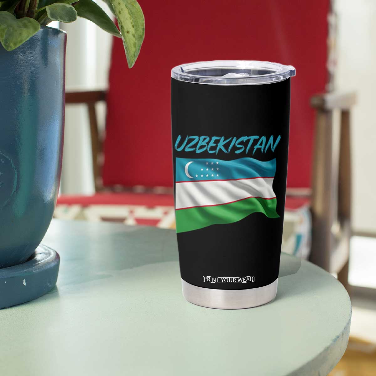 Vintage Uzbekistan Flag Tumbler Cup Proud Uzbek Roots Gift