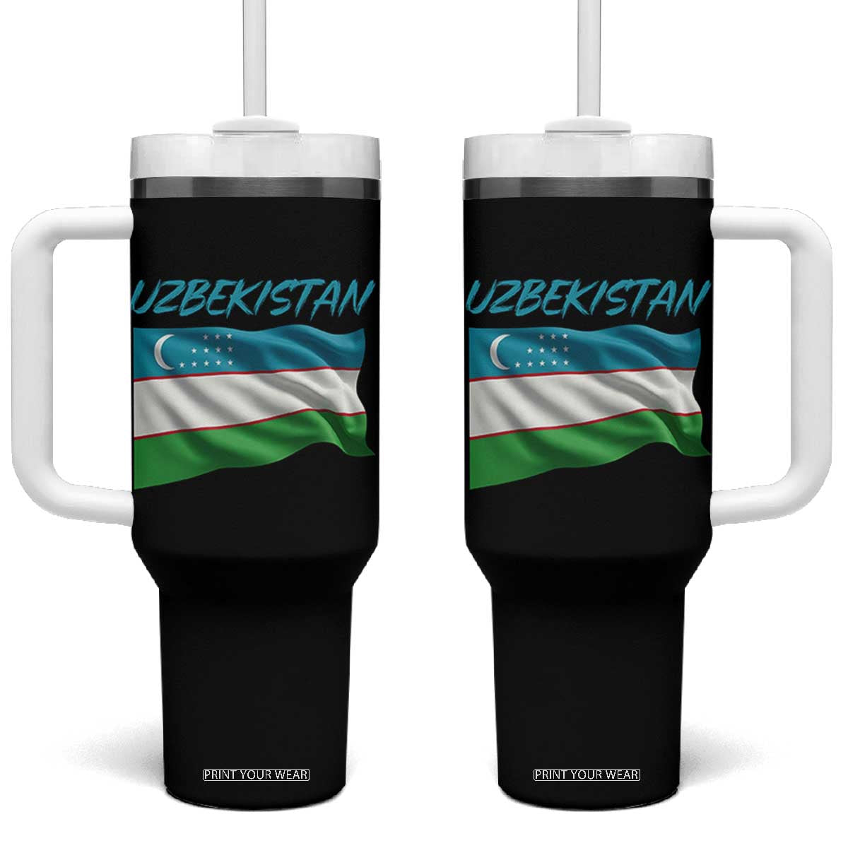 Vintage Uzbekistan Flag Tumbler With Handle Proud Uzbek Roots Gift