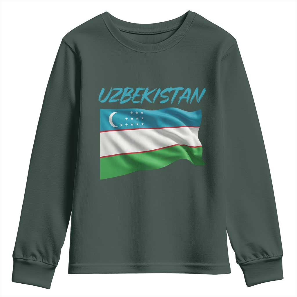 Vintage Uzbekistan Flag Youth Sweatshirt Proud Uzbek Roots Gift
