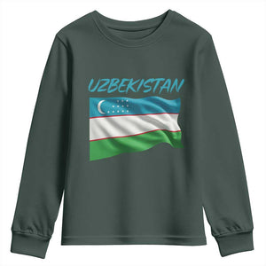 Vintage Uzbekistan Flag Youth Sweatshirt Proud Uzbek Roots Gift
