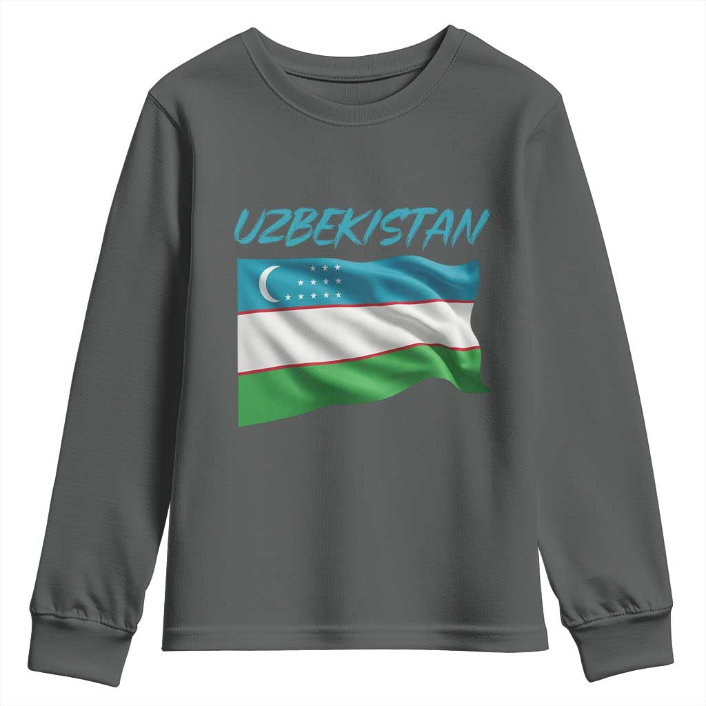 Vintage Uzbekistan Flag Youth Sweatshirt Proud Uzbek Roots Gift