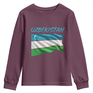 Vintage Uzbekistan Flag Youth Sweatshirt Proud Uzbek Roots Gift