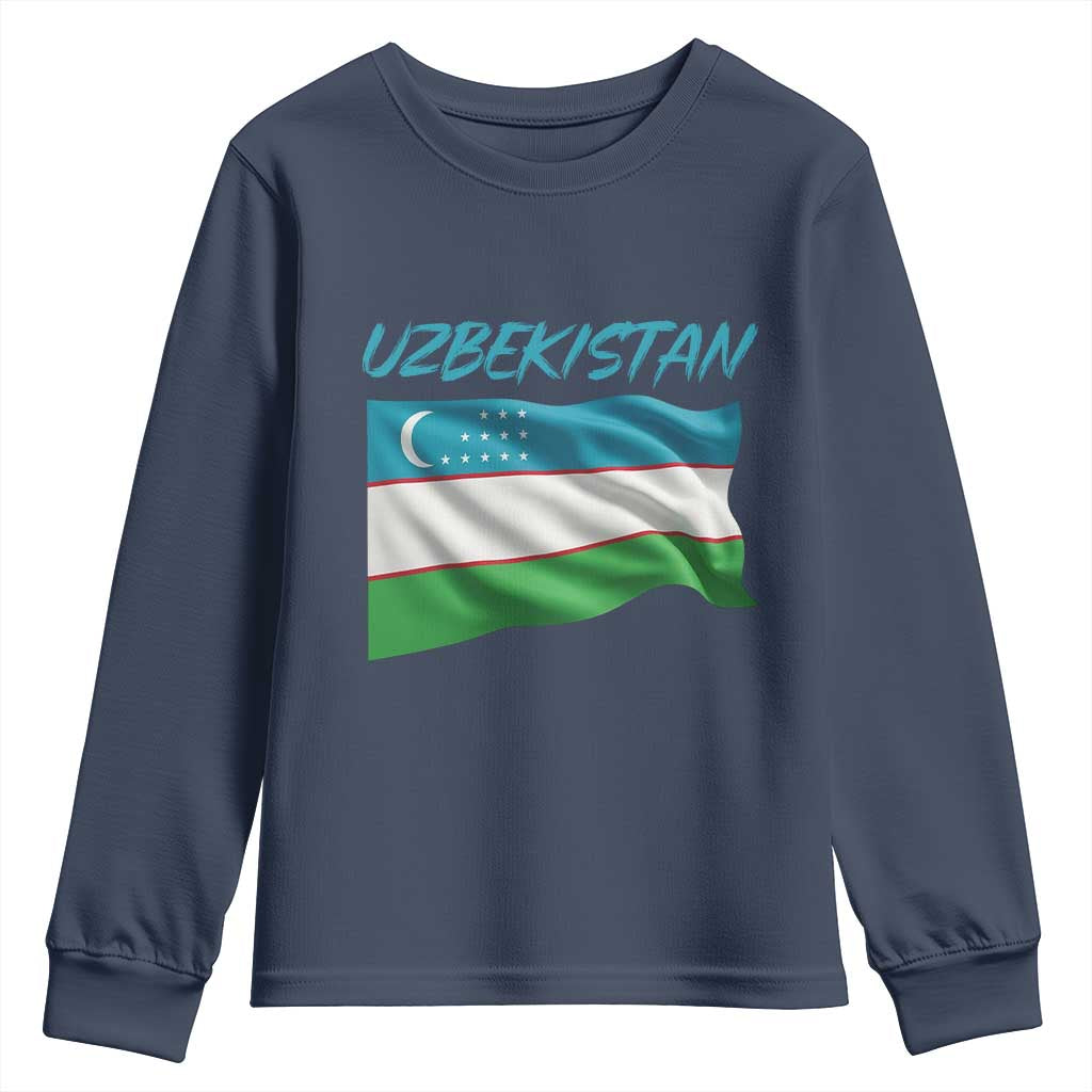 Vintage Uzbekistan Flag Youth Sweatshirt Proud Uzbek Roots Gift