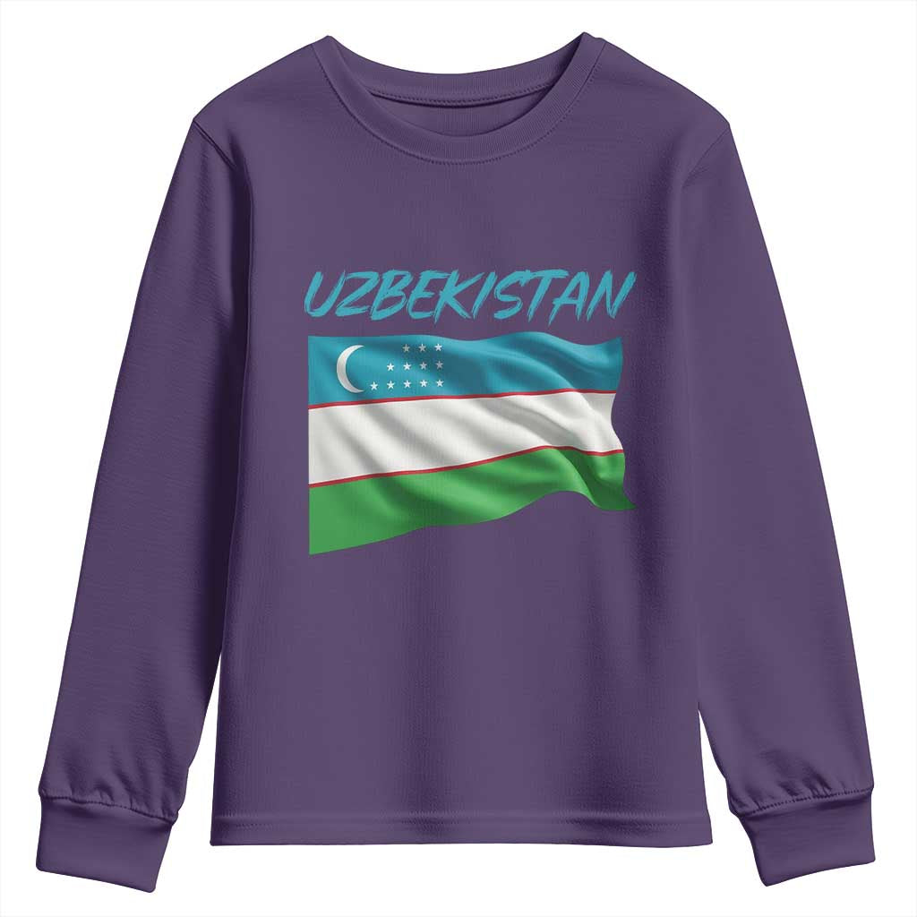 Vintage Uzbekistan Flag Youth Sweatshirt Proud Uzbek Roots Gift