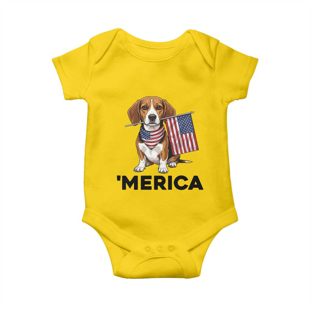 Patriotic Beagle Lover 4th Of July Dog Baby Onesie Merica Pride