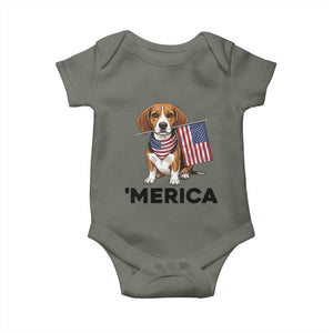 Patriotic Beagle Lover 4th Of July Dog Baby Onesie Merica Pride