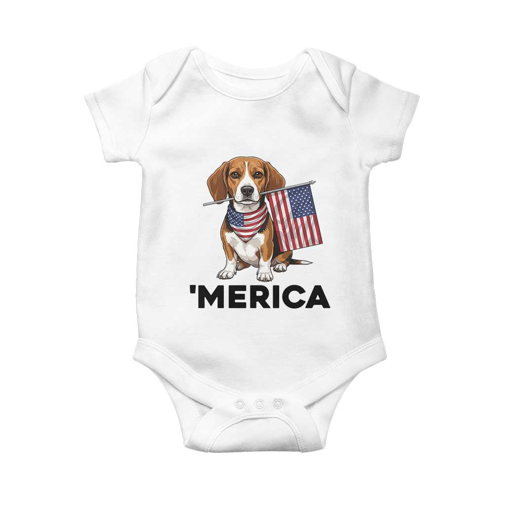 Patriotic Beagle Lover 4th Of July Dog Baby Onesie Merica Pride