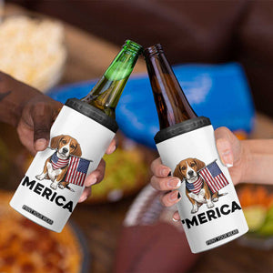 Patriotic Beagle Lover 4th Of July Dog 4 in 1 Can Cooler Tumbler Merica Pride