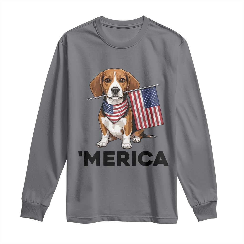 Patriotic Beagle Lover 4th Of July Dog Long Sleeve Shirt Merica Pride TS12 Charcoal Print Your Wear