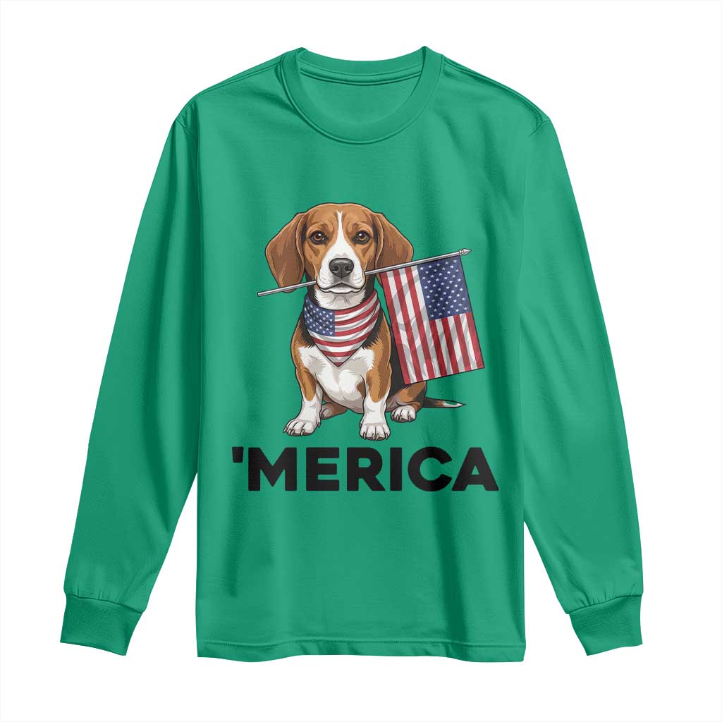 Patriotic Beagle Lover 4th Of July Dog Long Sleeve Shirt Merica Pride TS12 Irish Green Print Your Wear