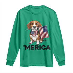 Patriotic Beagle Lover 4th Of July Dog Long Sleeve Shirt Merica Pride TS12 Irish Green Print Your Wear