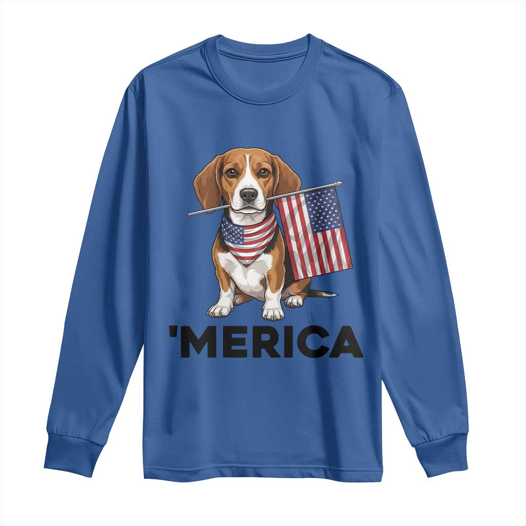 Patriotic Beagle Lover 4th Of July Dog Long Sleeve Shirt Merica Pride TS12 Royal Blue Print Your Wear