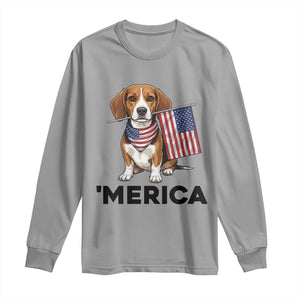 Patriotic Beagle Lover 4th Of July Dog Long Sleeve Shirt Merica Pride TS12 Sport Gray Print Your Wear