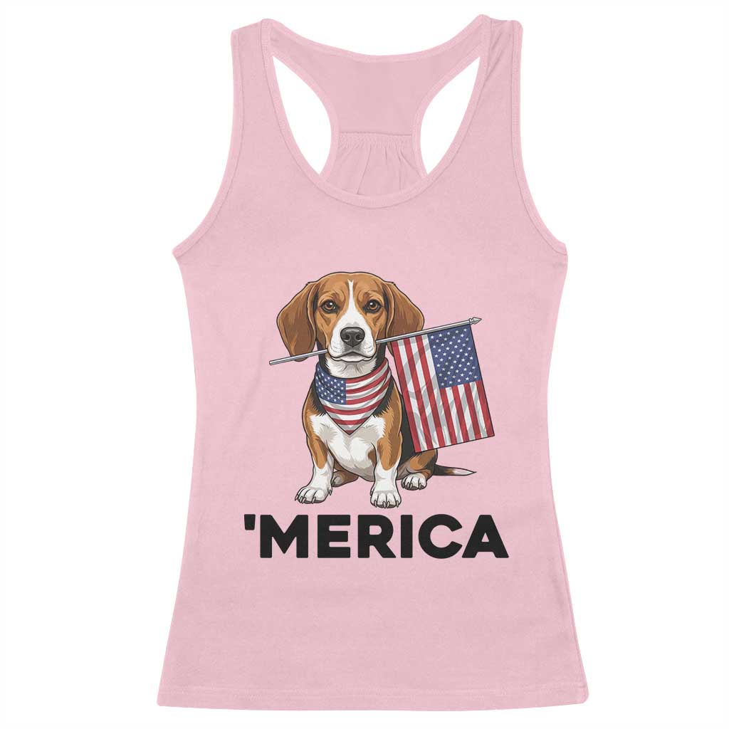 Patriotic Beagle Lover 4th Of July Dog Racerback Tank Top Merica Pride