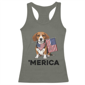 Patriotic Beagle Lover 4th Of July Dog Racerback Tank Top Merica Pride