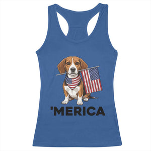 Patriotic Beagle Lover 4th Of July Dog Racerback Tank Top Merica Pride
