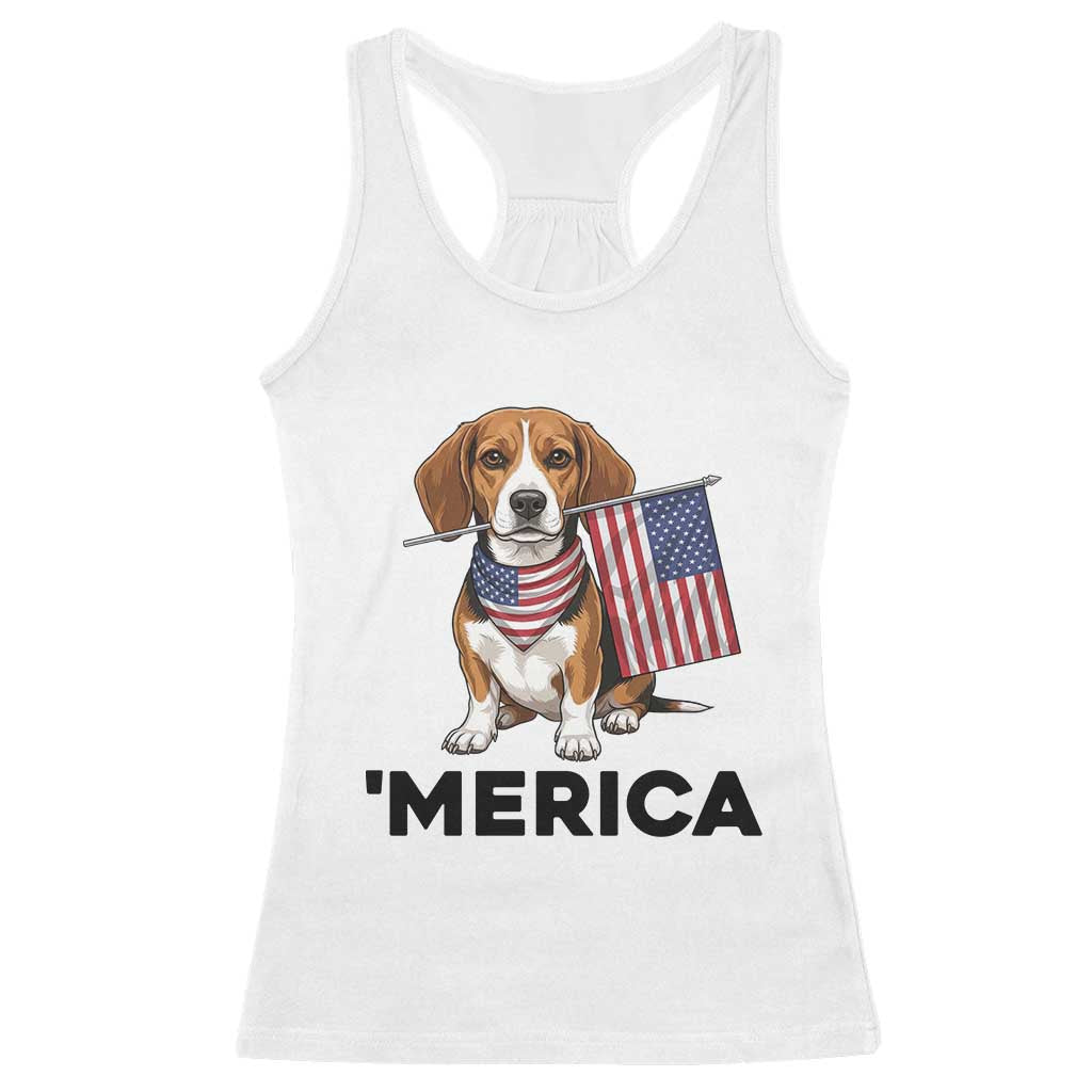Patriotic Beagle Lover 4th Of July Dog Racerback Tank Top Merica Pride
