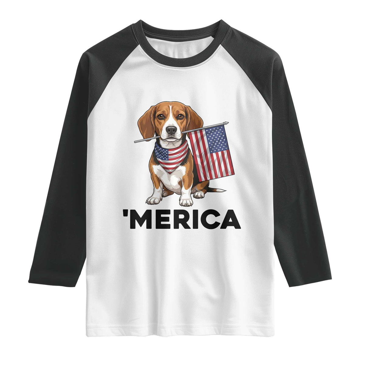 Patriotic Beagle Lover 4th Of July Dog Raglan Shirt Merica Pride TS12 White Black Print Your Wear