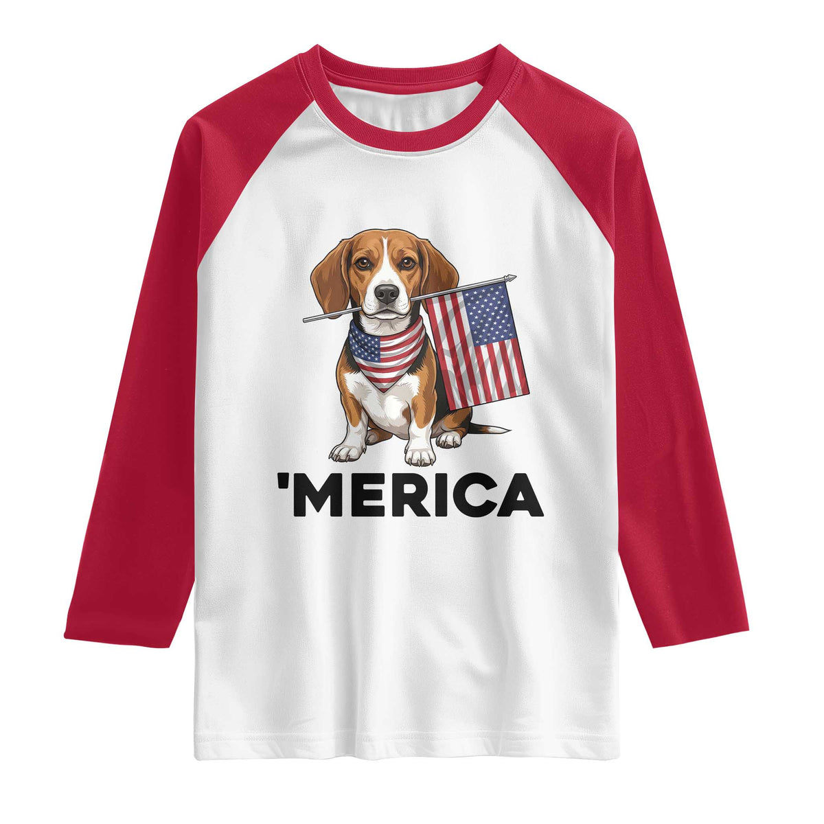 Patriotic Beagle Lover 4th Of July Dog Raglan Shirt Merica Pride TS12 White Red Print Your Wear