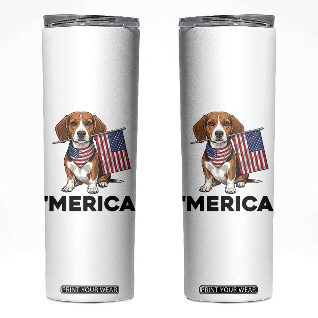 Patriotic Beagle Lover 4th Of July Dog Skinny Tumbler Merica Pride