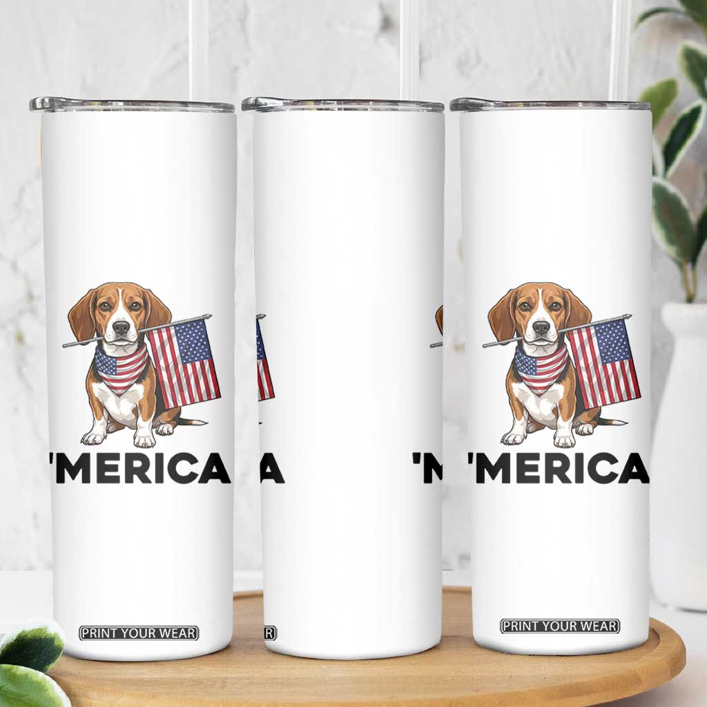 Patriotic Beagle Lover 4th Of July Dog Skinny Tumbler Merica Pride