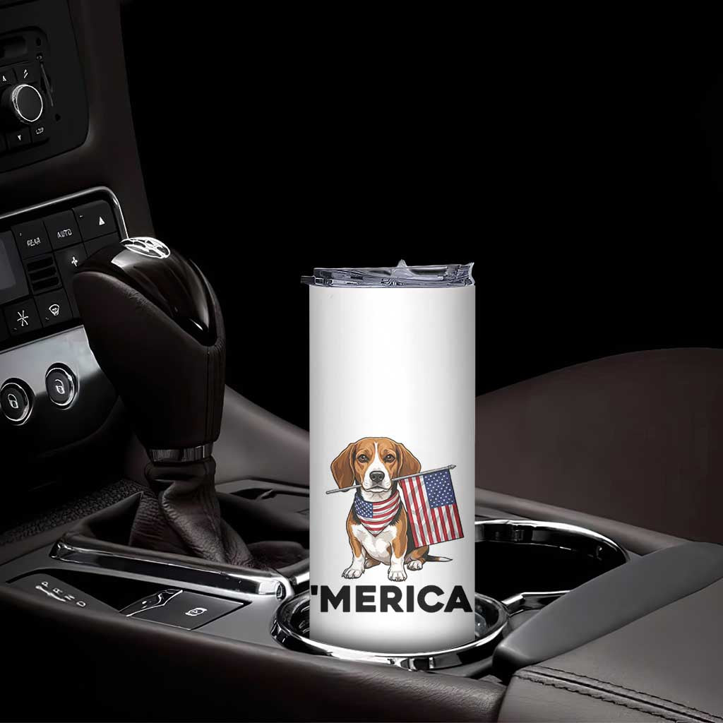 Patriotic Beagle Lover 4th Of July Dog Skinny Tumbler Merica Pride