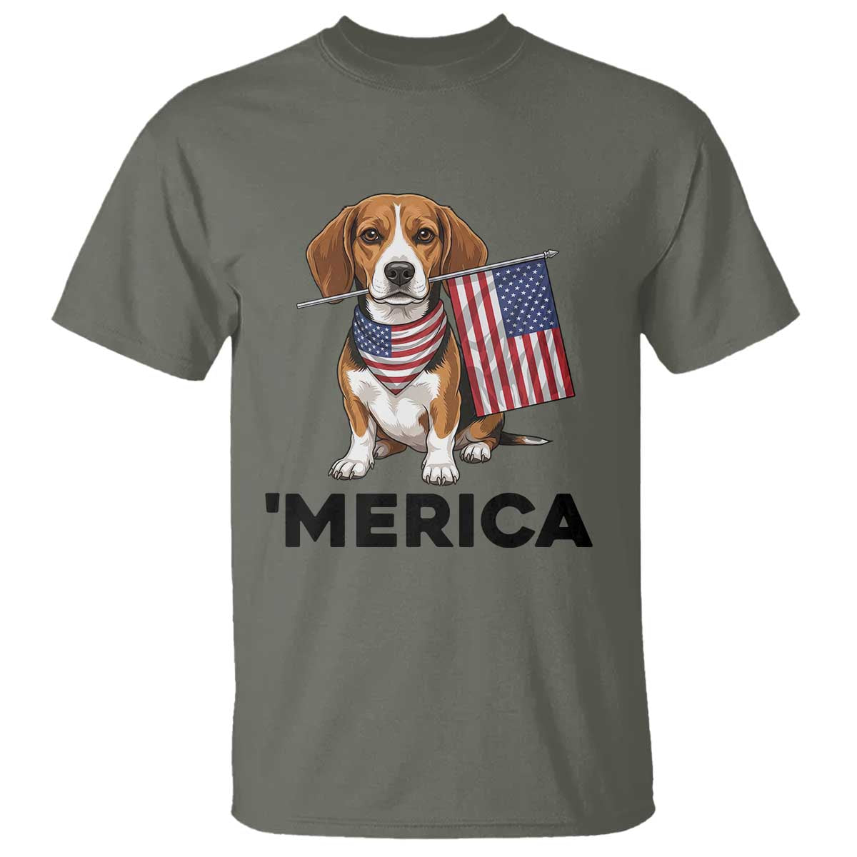Patriotic Beagle Lover 4th Of July Dog T Shirt Merica Pride TS12 Military Green Print Your Wear