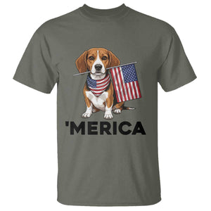 Patriotic Beagle Lover 4th Of July Dog T Shirt Merica Pride TS12 Military Green Print Your Wear