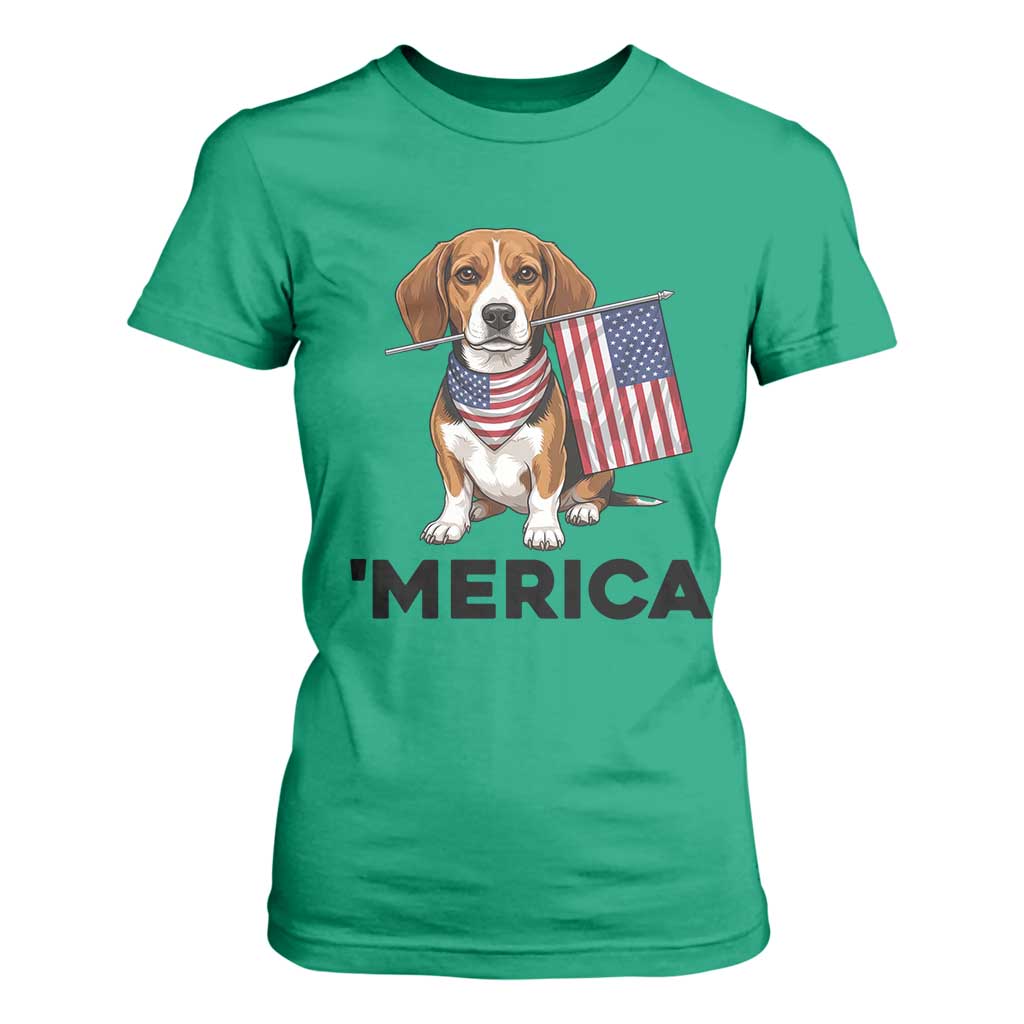 Patriotic Beagle Lover 4th Of July Dog T Shirt For Women Merica Pride