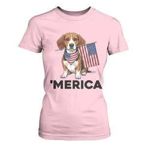 Patriotic Beagle Lover 4th Of July Dog T Shirt For Women Merica Pride