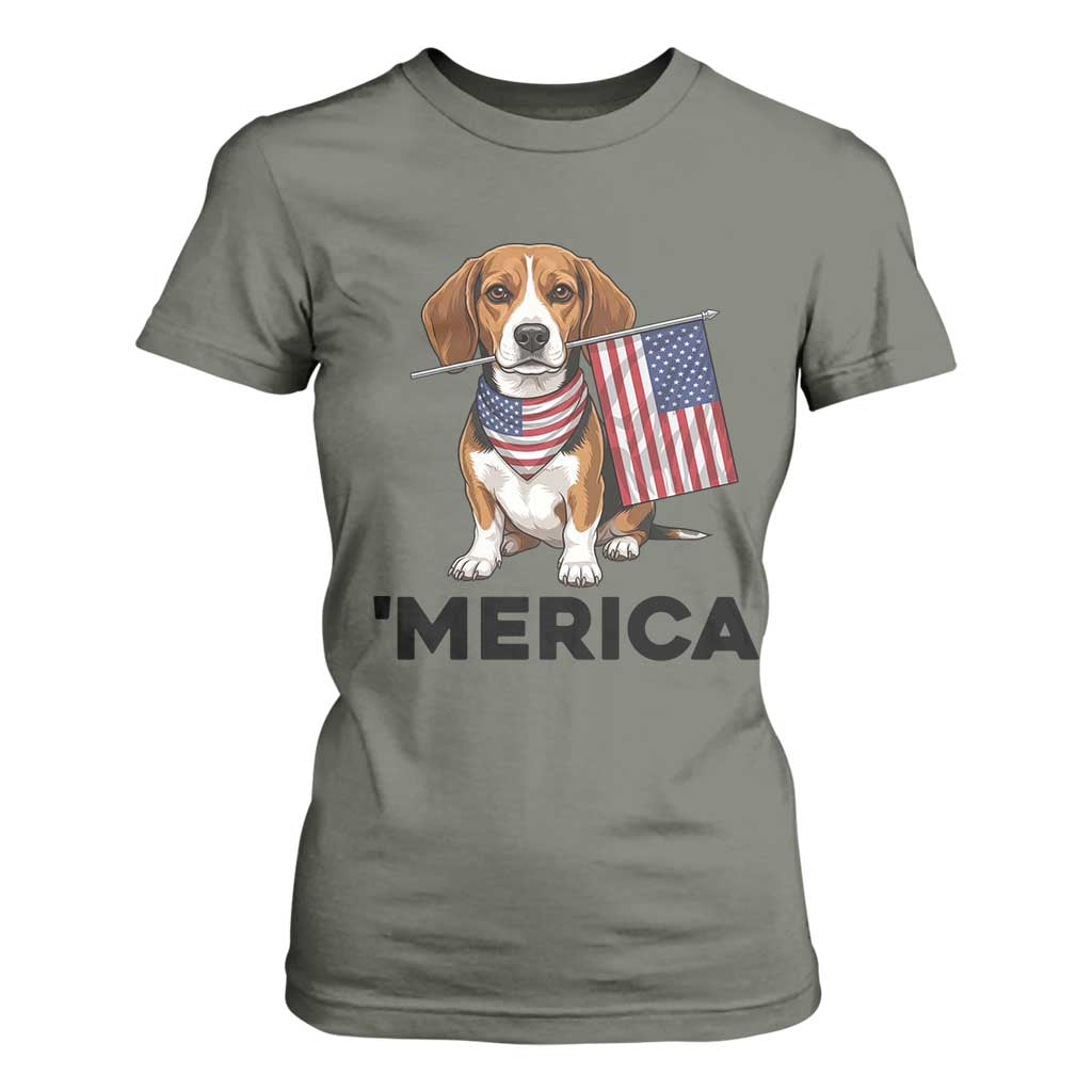 Patriotic Beagle Lover 4th Of July Dog T Shirt For Women Merica Pride