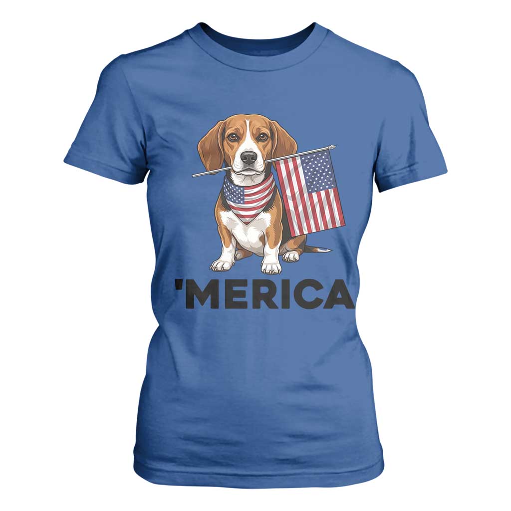 Patriotic Beagle Lover 4th Of July Dog T Shirt For Women Merica Pride