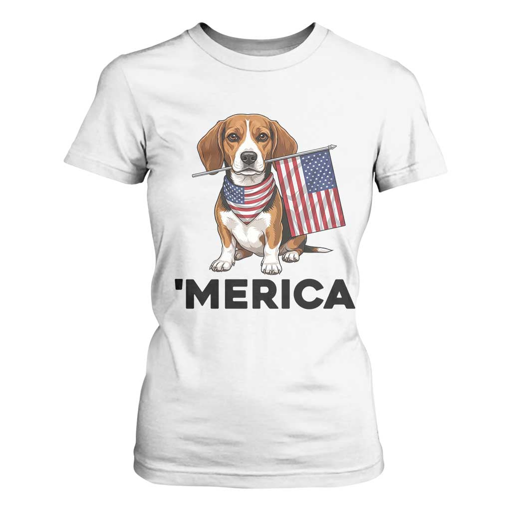 Patriotic Beagle Lover 4th Of July Dog T Shirt For Women Merica Pride