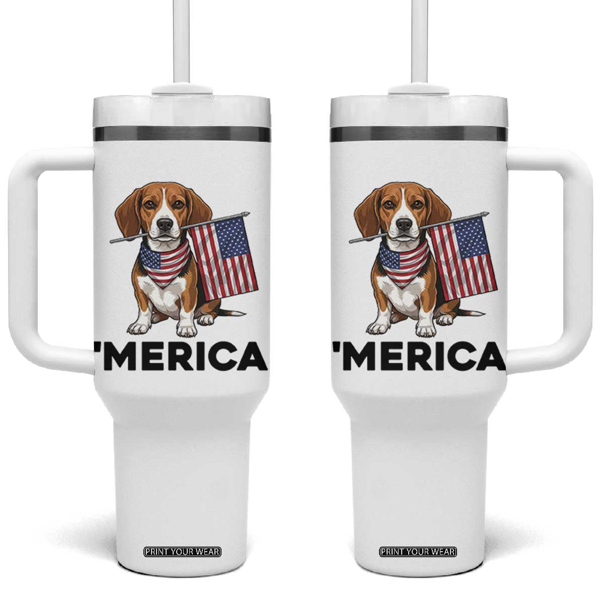 Patriotic Beagle Lover 4th Of July Dog Tumbler With Handle Merica Pride