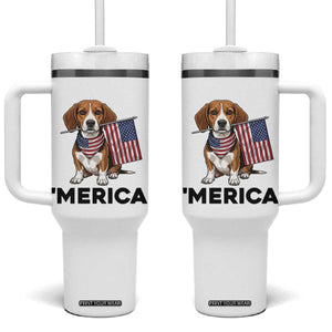 Patriotic Beagle Lover 4th Of July Dog Tumbler With Handle Merica Pride