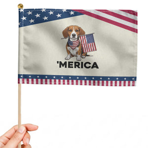 Beagle Lover 4th Of July Dog Patriotic Handheld Flag Merica Pride