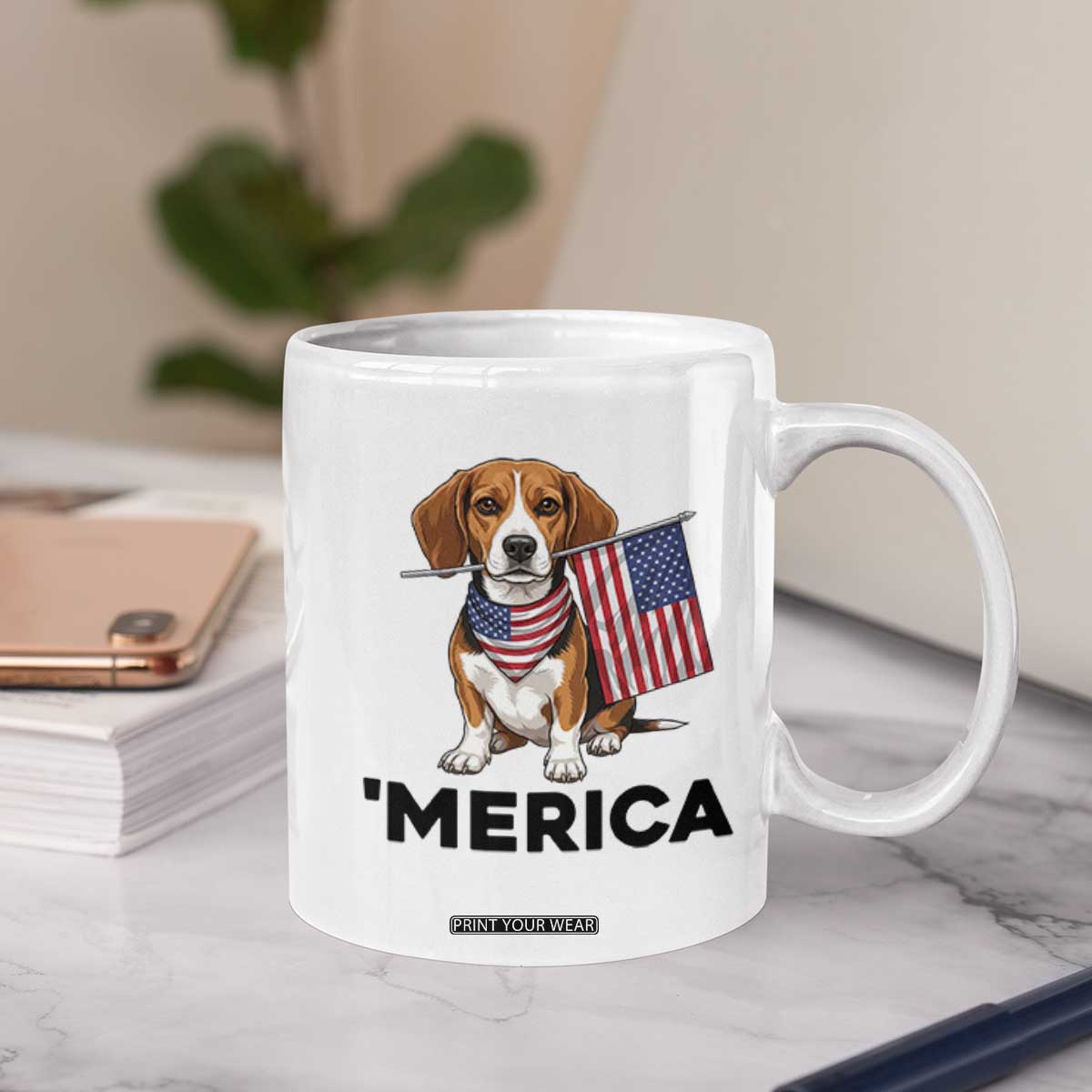 Patriotic Beagle Lover 4th Of July Dog Coffee Mug Merica Pride