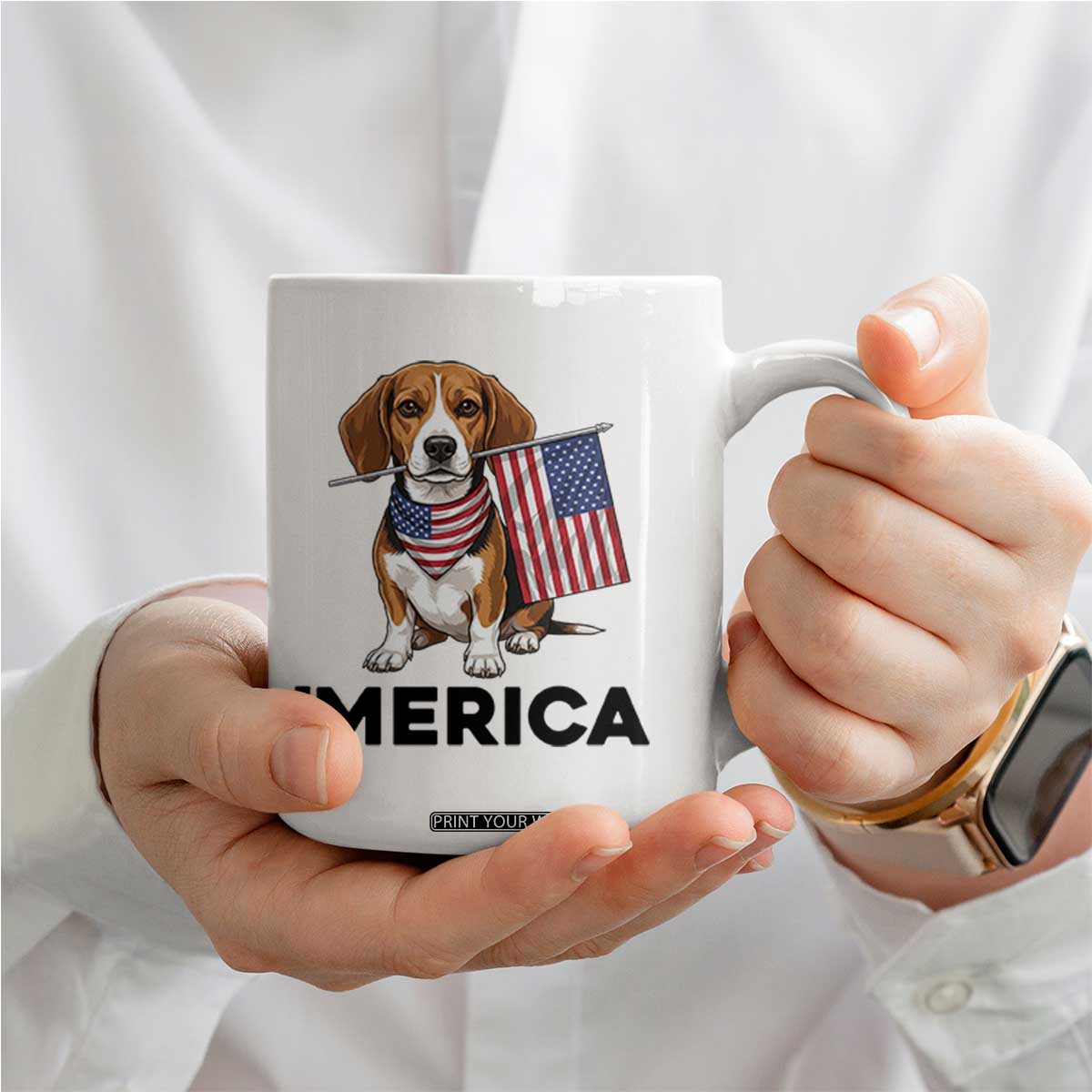 Patriotic Beagle Lover 4th Of July Dog Coffee Mug Merica Pride