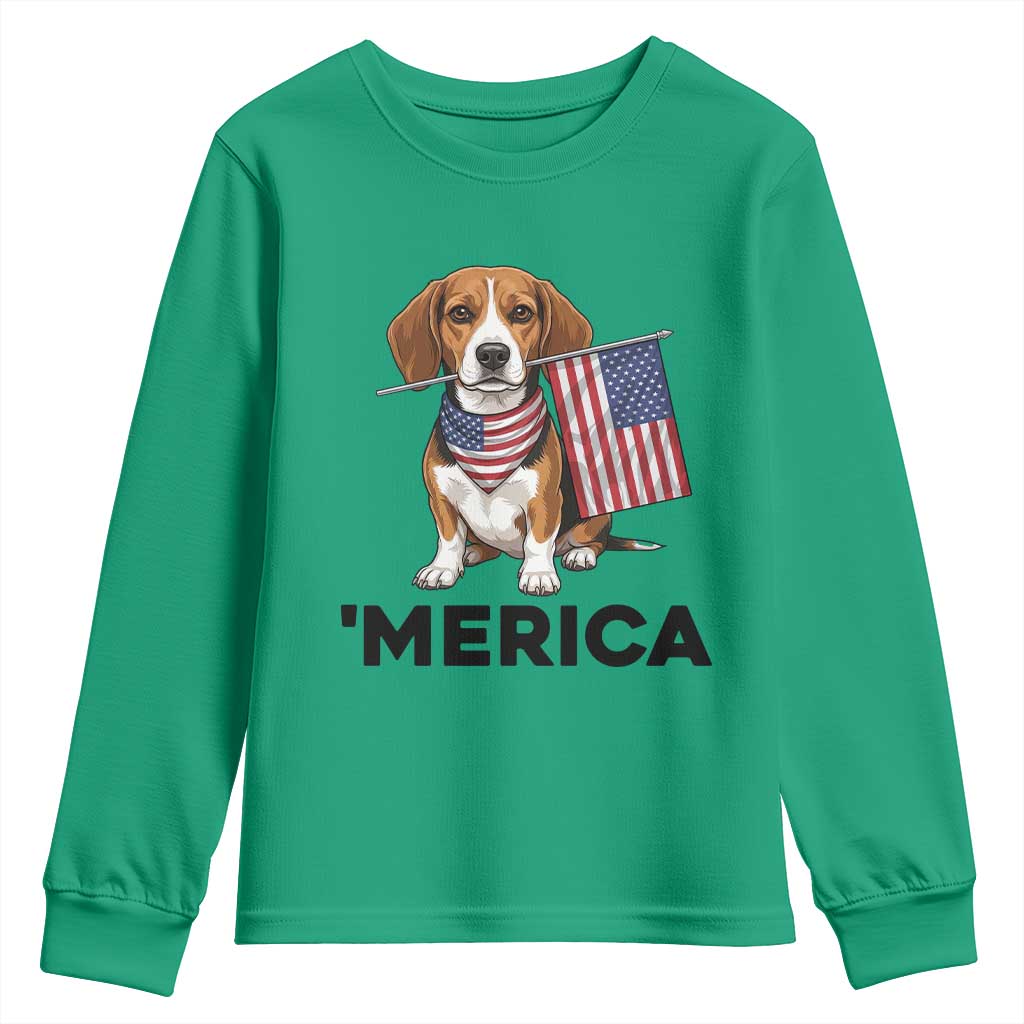 Patriotic Beagle Lover 4th Of July Dog Youth Sweatshirt Merica Pride