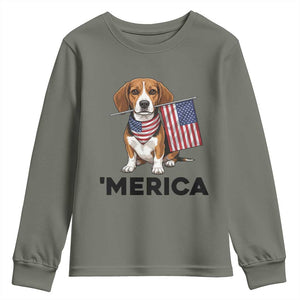 Patriotic Beagle Lover 4th Of July Dog Youth Sweatshirt Merica Pride