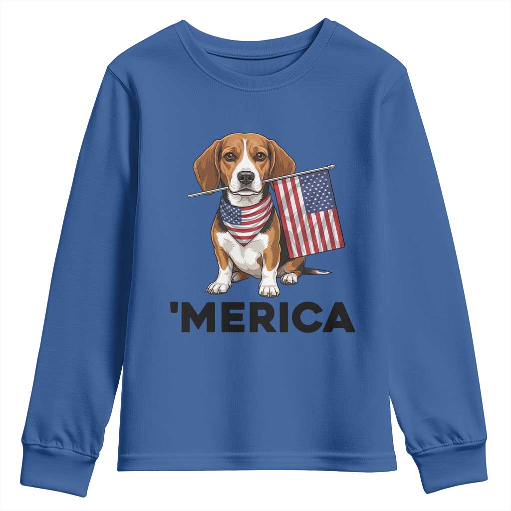 Patriotic Beagle Lover 4th Of July Dog Youth Sweatshirt Merica Pride