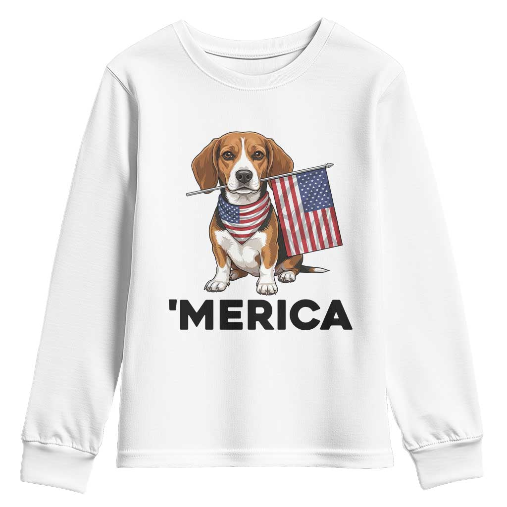 Patriotic Beagle Lover 4th Of July Dog Youth Sweatshirt Merica Pride TS12 White Print Your Wear