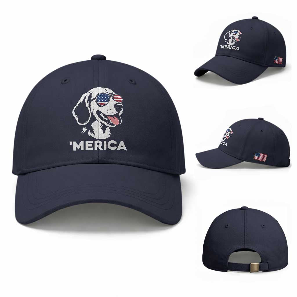 Funny Merica Beagle Lover 4th Of July Baseball Cap Patriotic Dog Gift TS12 Baseball Cap Universal Fit Navy Print Your Wear