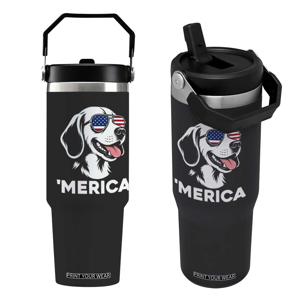 Funny Merica Beagle Lover 4th Of July Flip Straw Tumbler Patriotic Dog Gift