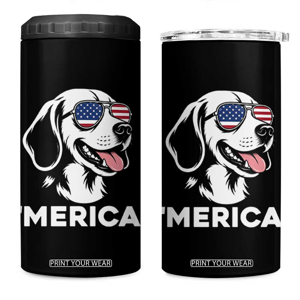 Funny Merica Beagle Lover 4th Of July 4 in 1 Can Cooler Tumbler Patriotic Dog Gift