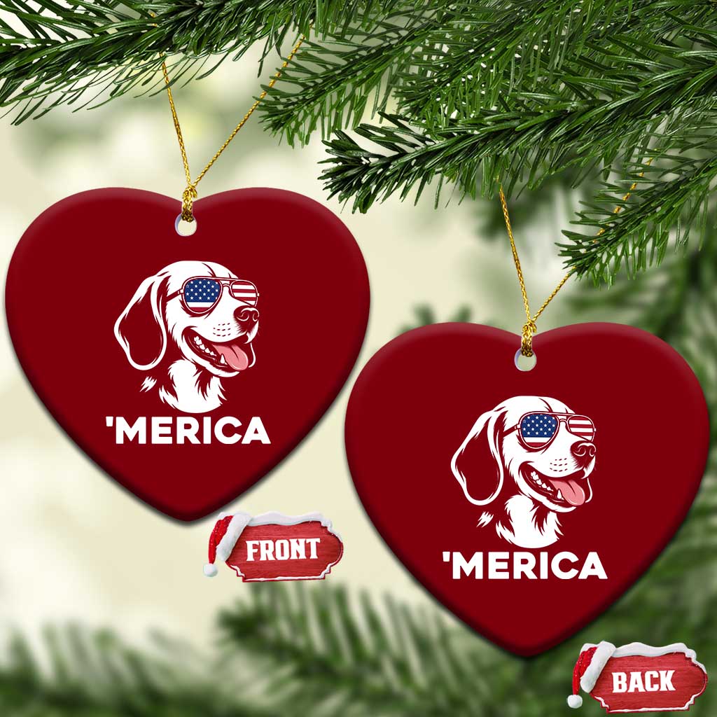 Funny Merica Beagle Lover 4th Of July Ceramic Ornament Patriotic Dog Gift